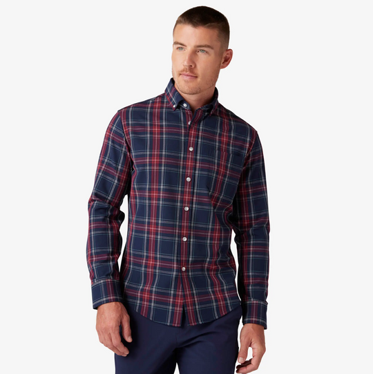 Mizzen + Main - City Flannel - Navy Tartan