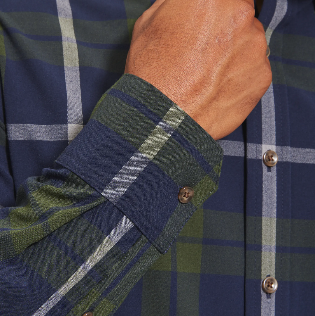 Mizzen + Main - City Flannel - Olive / Navy Large Plaid