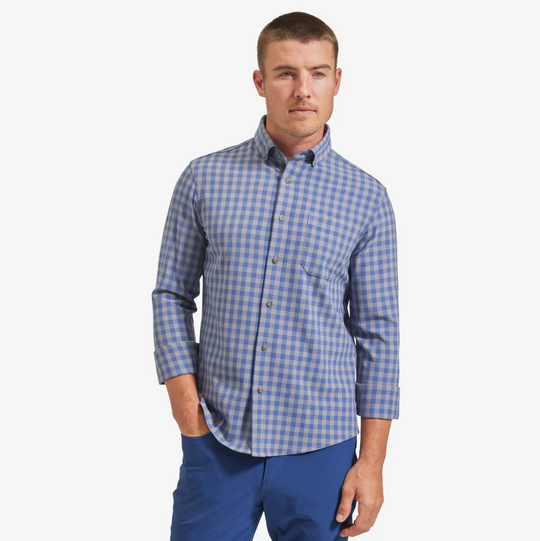 Mizzen + Main - City Flannel Shirt - Blue / Gray Gingham