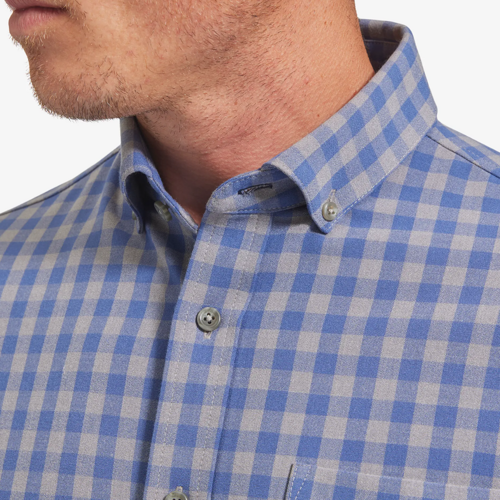 Mizzen + Main - City Flannel Shirt - Blue / Gray Gingham