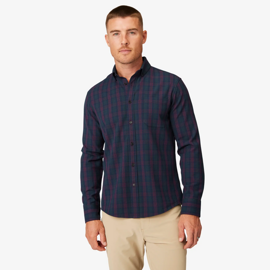 Mizzen + Main - City Flannel Shirt - Navy Broadway Plaid