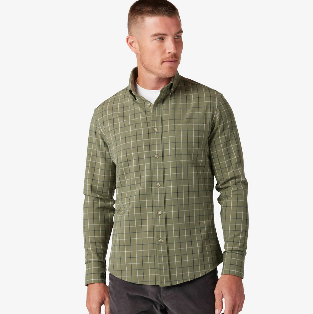 Mizzen + Main - City Flannel Shirt - Sage Mulholland Plaid