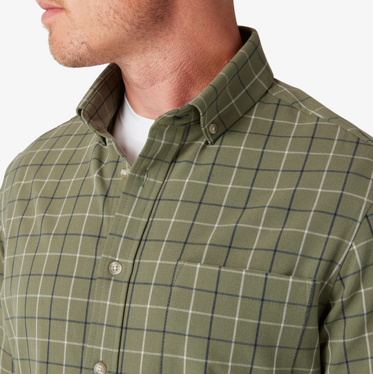 Mizzen + Main - City Flannel Shirt - Sage Mulholland Plaid