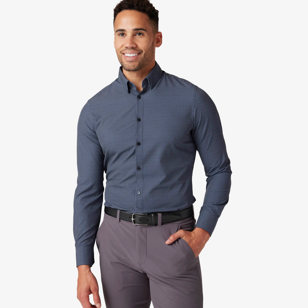 Mizzen + Main - Leeward Dress Shirt - Navy 3D Cube