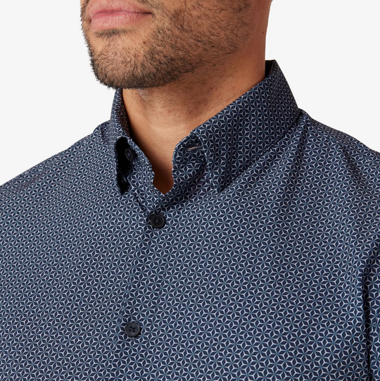 Mizzen + Main - Leeward Dress Shirt - Navy 3D Cube