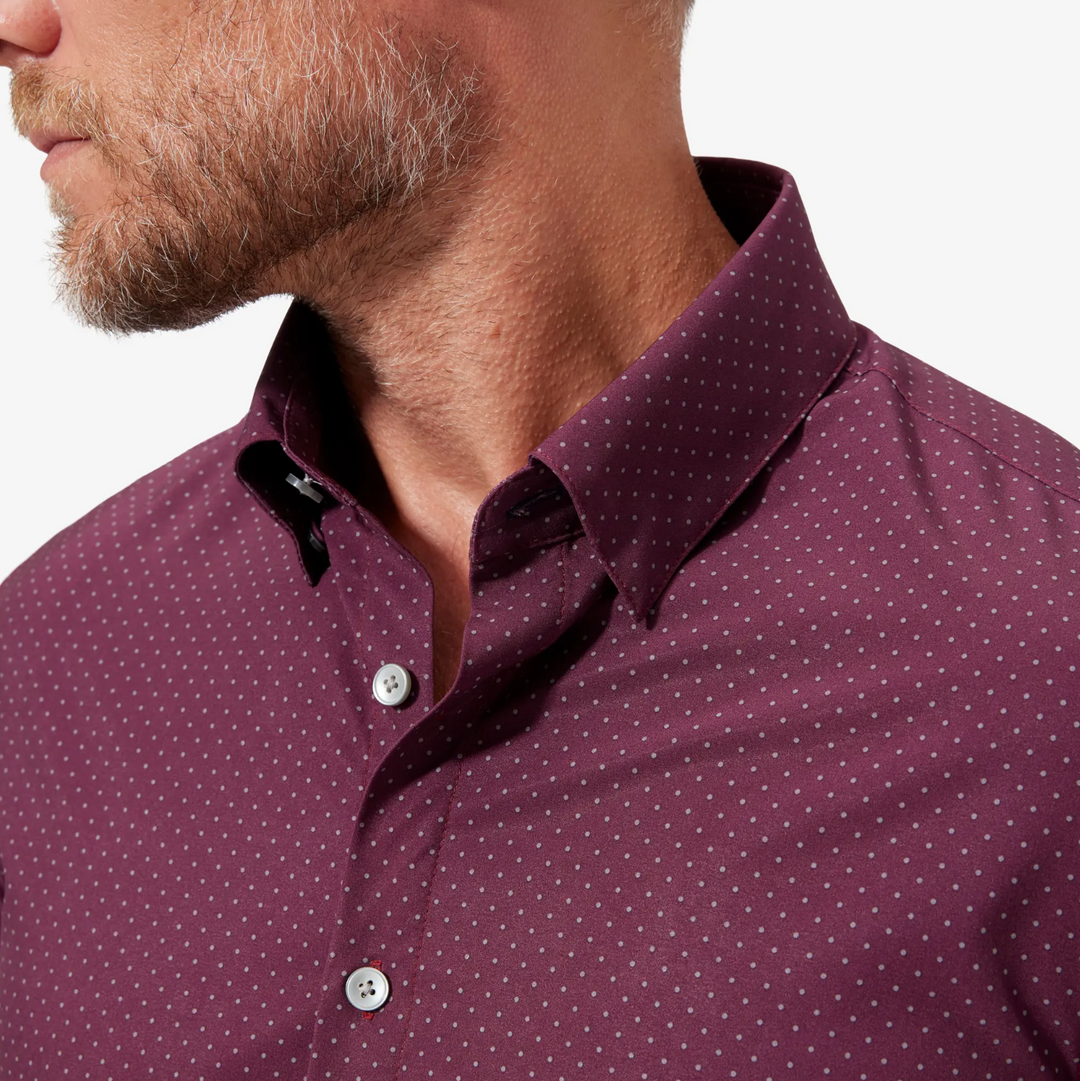 Mizzen + Main - Leeward Dress Shirt - Plum Gray Dot Print