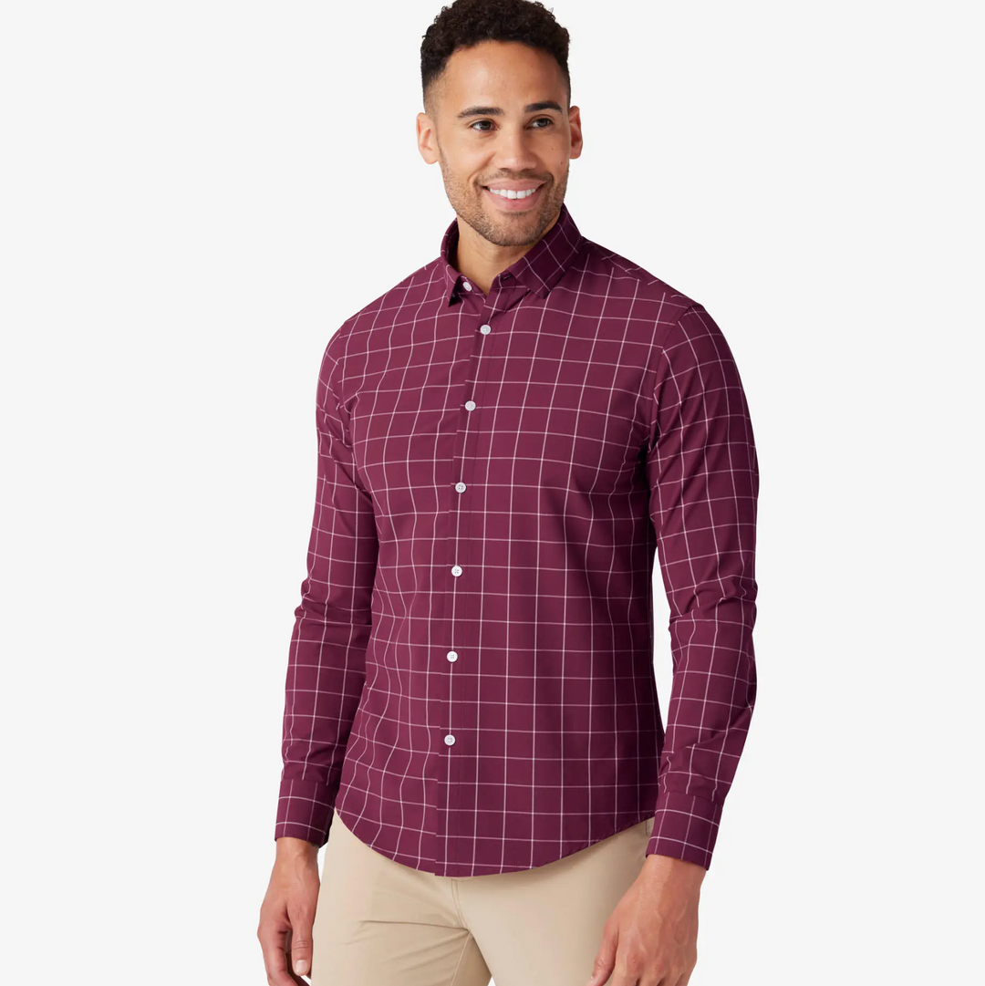 Mizzen + Main - Leeward No Tuck Dress Shirt - Garnet Washington Plaid