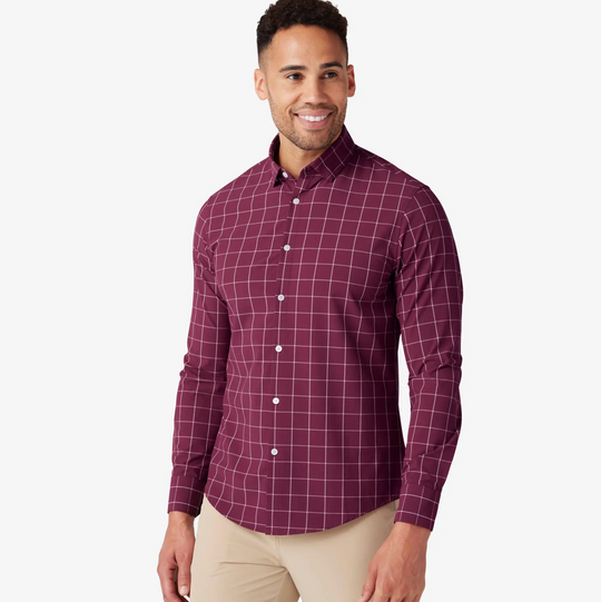 Mizzen + Main - Leeward No Tuck Dress Shirt - Garnet Washington Plaid