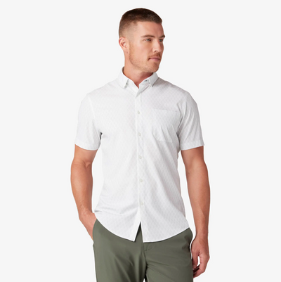 Mizzen + Main - Leeward Short Sleeve Dress Shirt - Aluminum Argyle Stripe