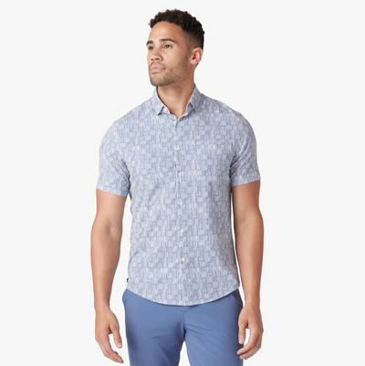 Mizzen + Main - Leeward Short Sleeve Dress Shirt - Coastal Fjord Marker Stripe