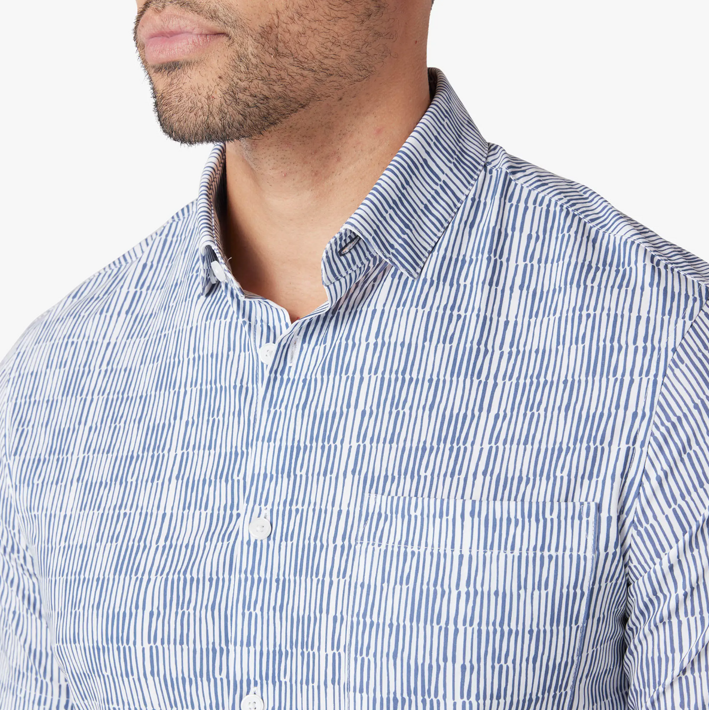 Mizzen + Main - Leeward Short Sleeve Dress Shirt - Coastal Fjord Marker Stripe