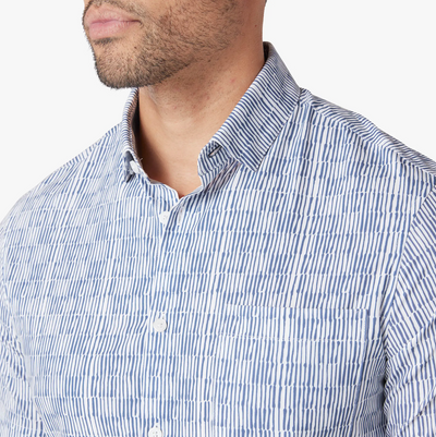 Mizzen + Main - Leeward Short Sleeve Dress Shirt - Coastal Fjord Marker Stripe