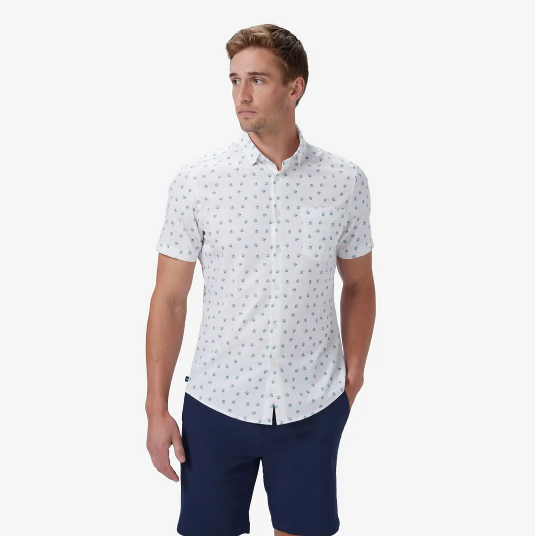 Mizzen + Main - Leeward Short Sleeve Dress Shirt - Sage Floral Print