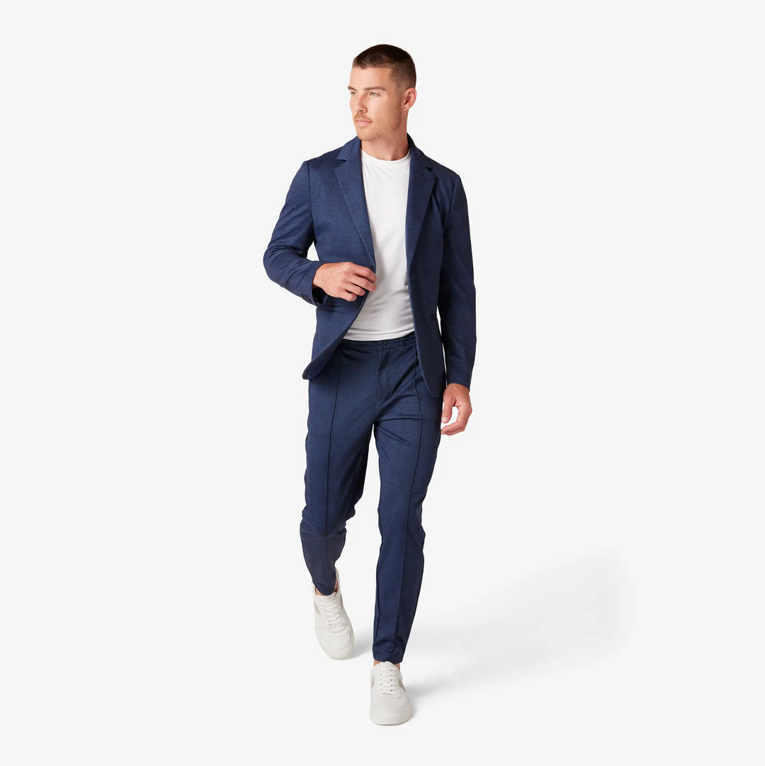 Mizzen + Main - Parker Jogger Pant - Navy Prince of Wales