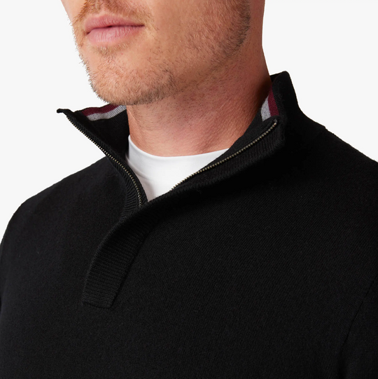 Mizzen + Main - Preston 1/4 Zip - Black Solid