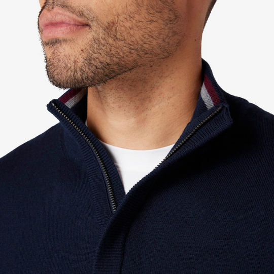 Mizzen + Main - Preston 1/4 Zip - Navy Solid