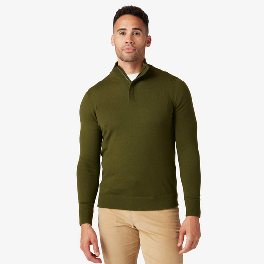 Mizzen + Main - Preston 1/4 Zip - Sage Solid