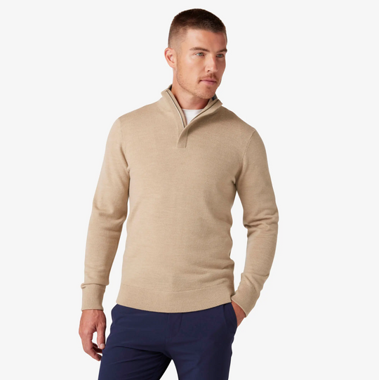 Mizzen + Main - Preston 1/4 Zip - Sand Heather