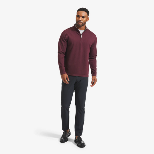 Mizzen + Main - Proflex Quarter Zip - Burgundy Heather