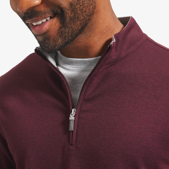 Mizzen + Main - Proflex Quarter Zip - Burgundy Heather