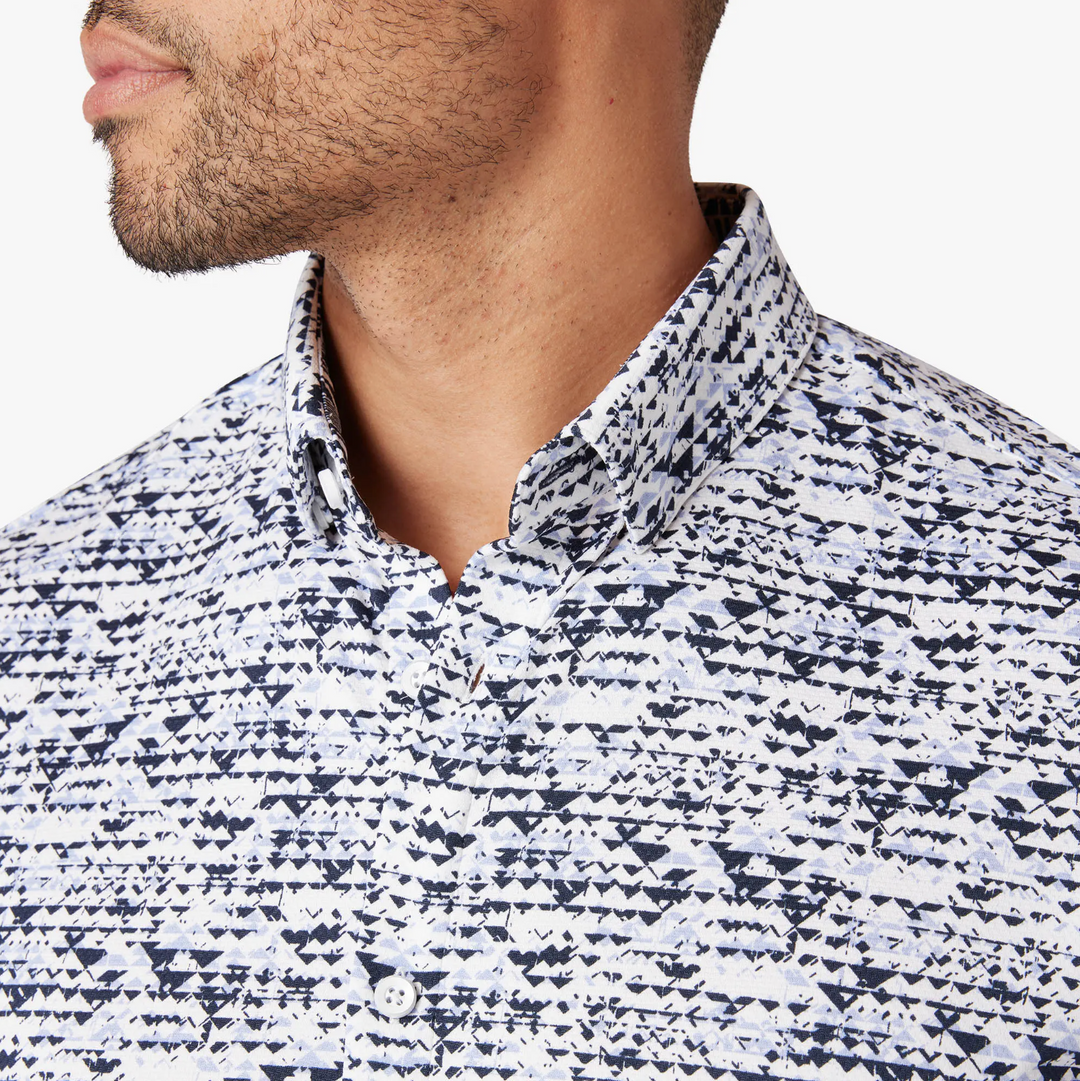 Mizzen + Main - Short Sleeve Halyard Dress Shirt - Sky Small Triangles Print