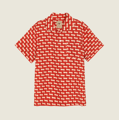 OAS - Layer Zig Girona Linen Shirt - Red