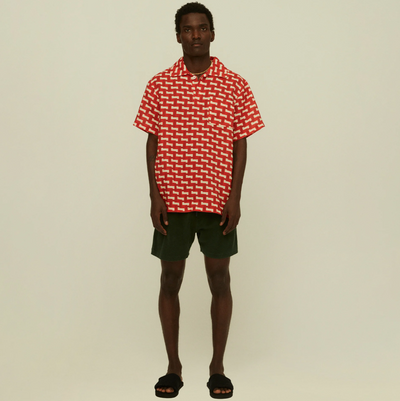 OAS - Layer Zig Girona Linen Shirt - Red