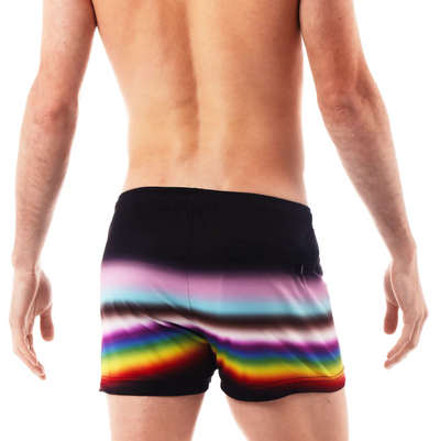 Parke & Ronen - P-Town Swim Short - Prism Stripe Black