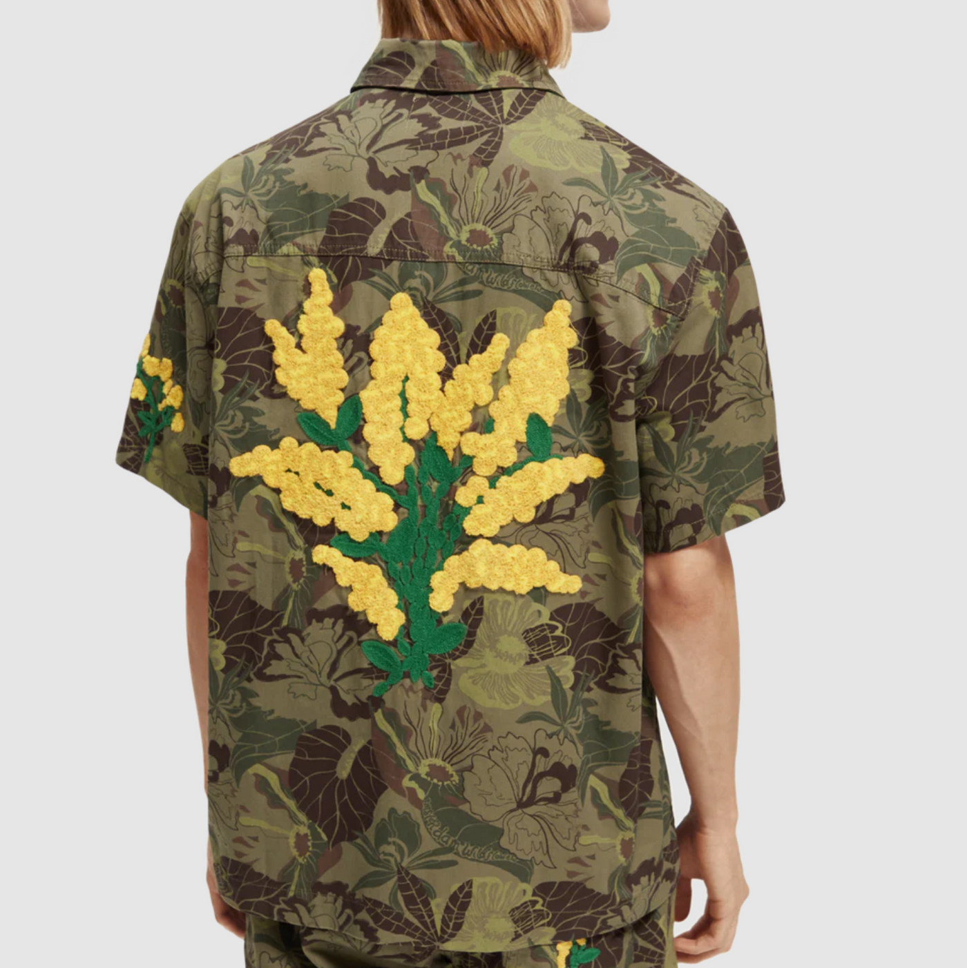 Scotch & Soda - Camo Floral Short Sleeve Twill Shirt w/ Special Embroidery