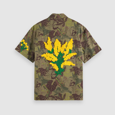 Scotch & Soda - Camo Floral Short Sleeve Twill Shirt w/ Special Embroidery