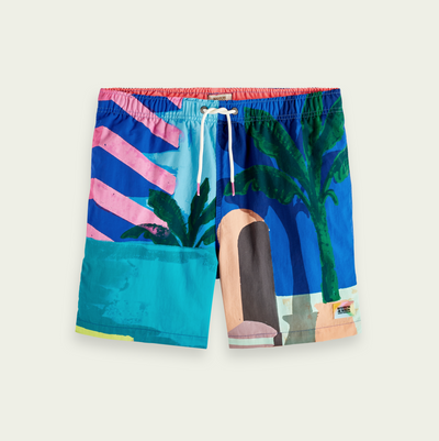 Scotch & Soda - Mid Length Placement Printed Swimshort - Aop Scene