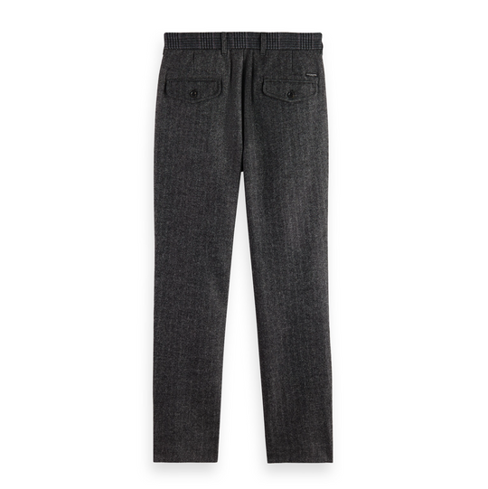 Scotch & Soda - Stuart Wool-Blend Herringbone Chino - Grey / Black