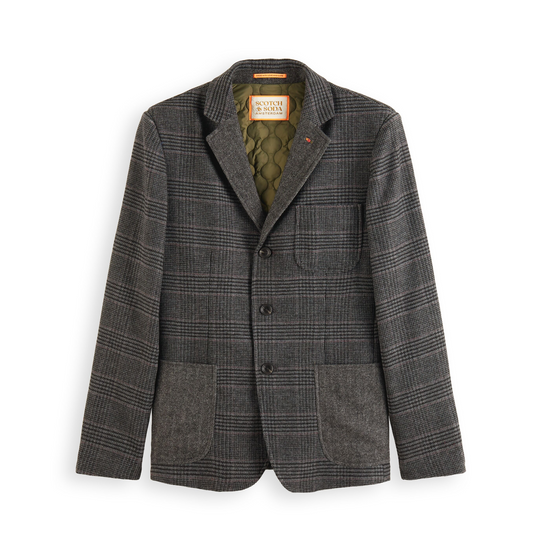 Scotch & Soda - Wool/Cotton Blend Blazer - Black Grey Check