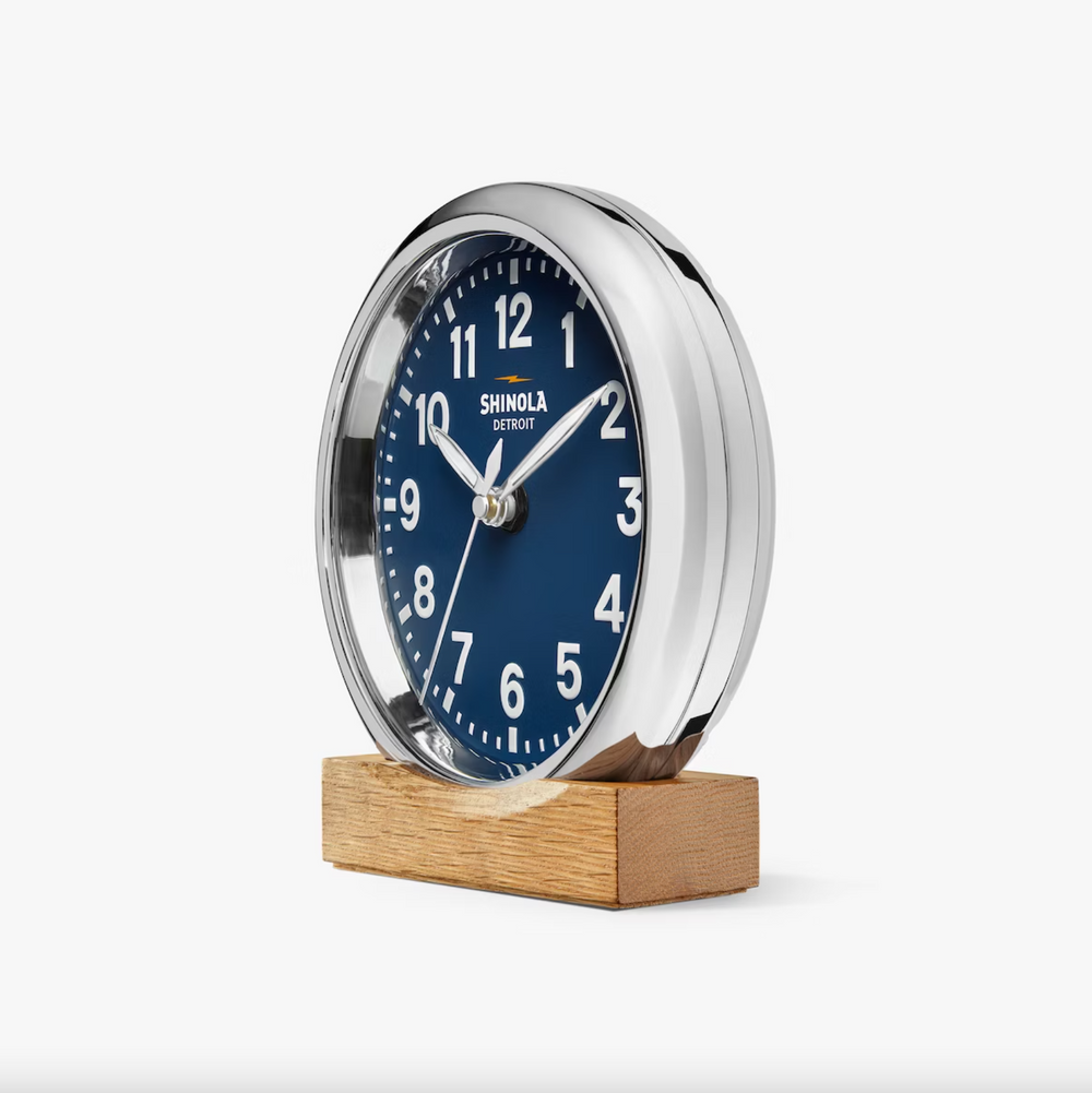 Shinola - Runwell 6' Desk Clock - Chrome / Navy