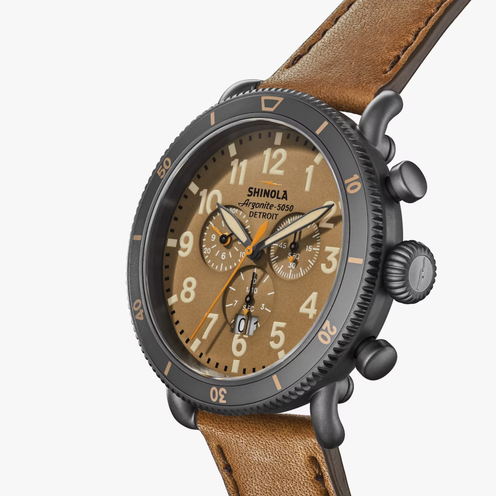 Shinola - Runwell Sport 3 Eye Chrono 48mm Watch - British Tan Leather