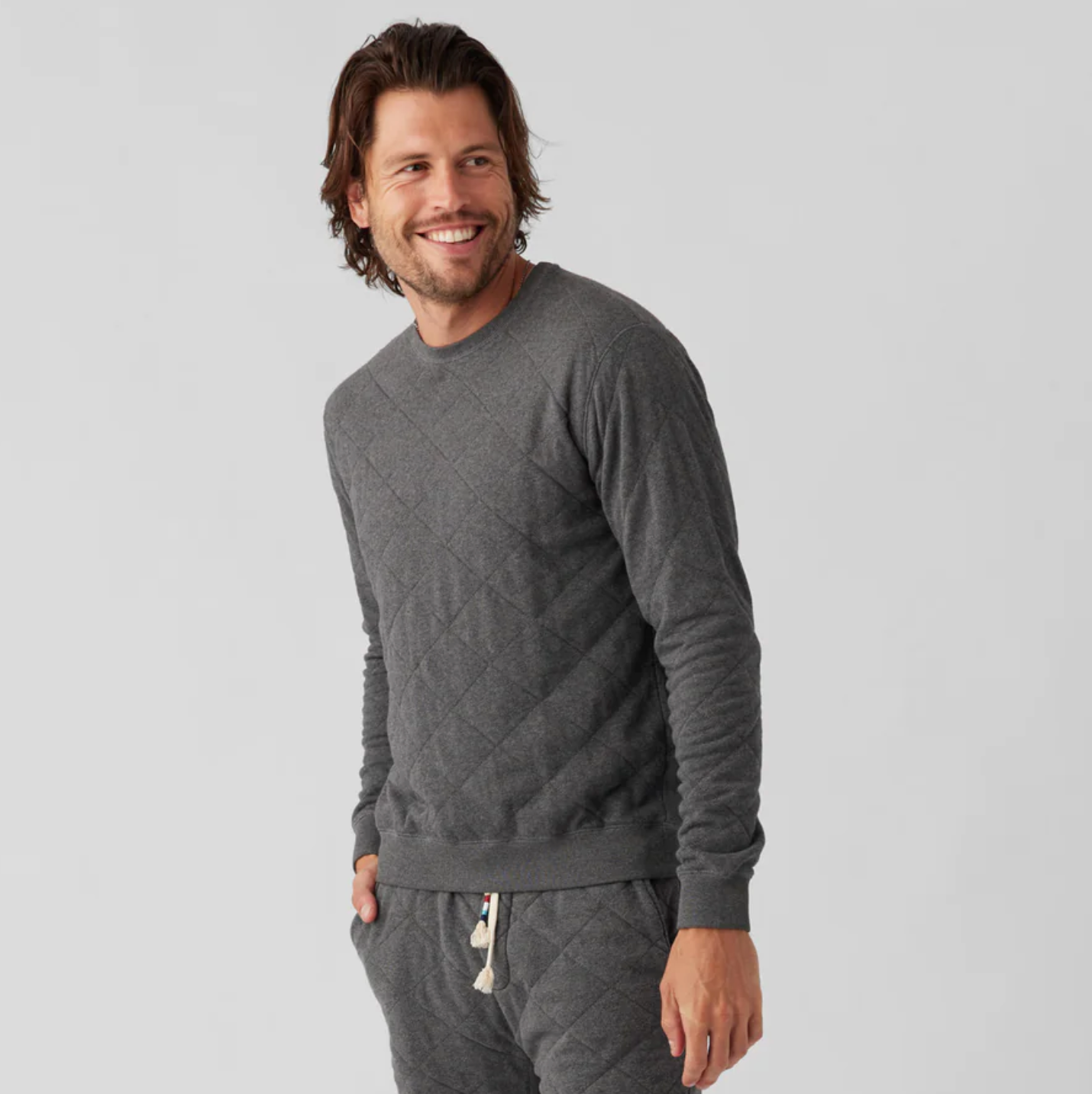 Sol Angeles - Quilted Pullover Sweatshirt - Heather Grey