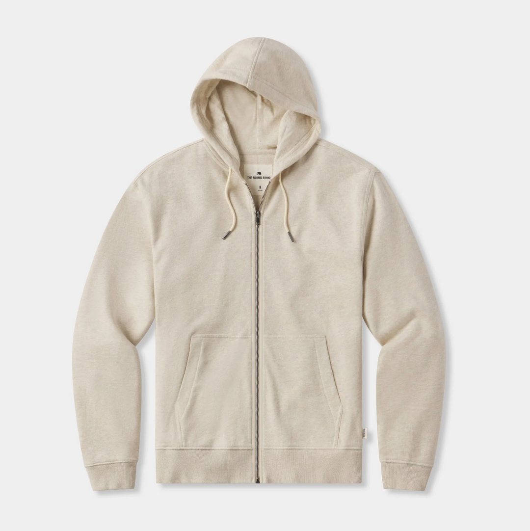 The Normal Brand - Cole Terry Zip Front Hoodie - Oatmeal