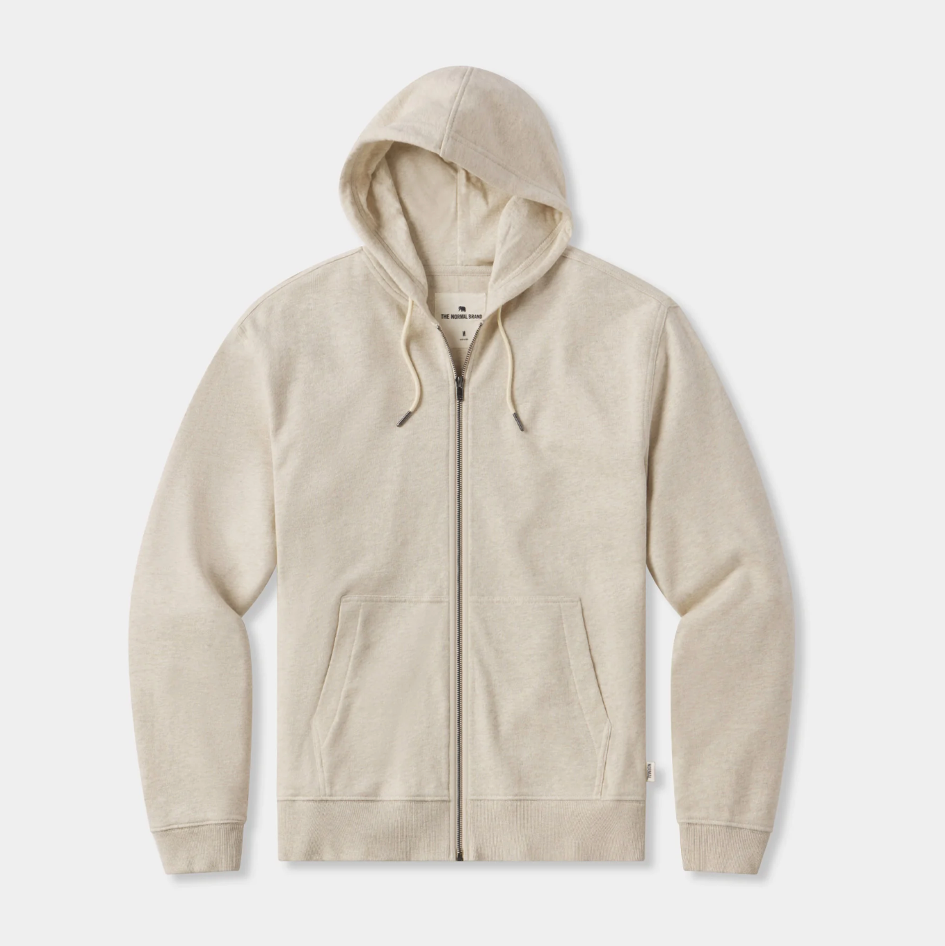 The Normal Brand - Cole Terry Zip Front Hoodie - Oatmeal