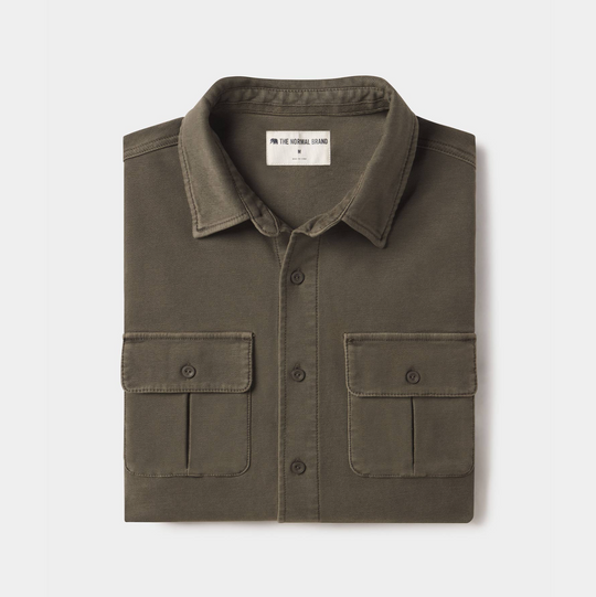 The Normal Brand - Comfort Terry Shirt Jacket - Dusty Olive