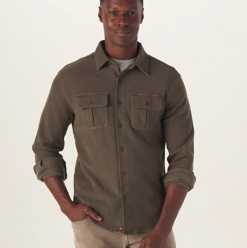 The Normal Brand - Comfort Terry Shirt Jacket - Dusty Olive