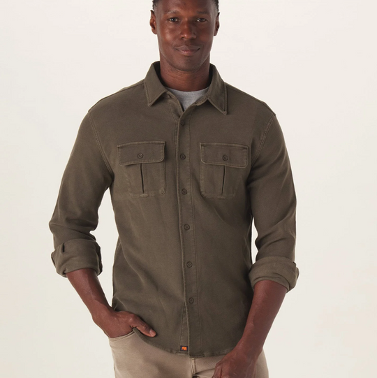 The Normal Brand - Comfort Terry Shirt Jacket - Dusty Olive