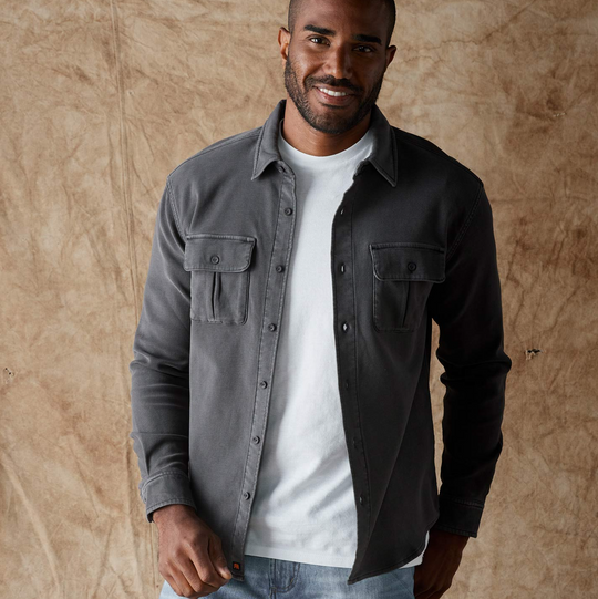 The Normal Brand - Comfort Terry Shirt Jacket - Steel