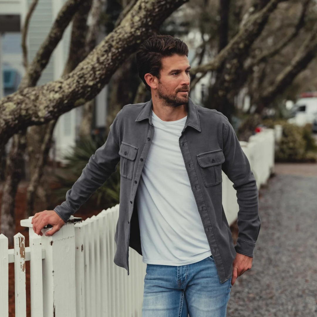 The Normal Brand - Comfort Terry Shirt Jacket - Steel