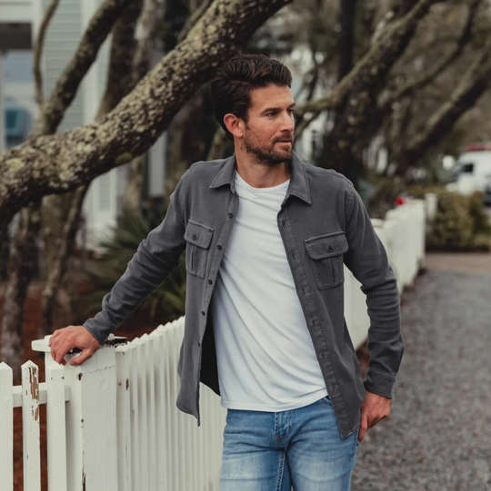 The Normal Brand - Comfort Terry Shirt Jacket - Steel