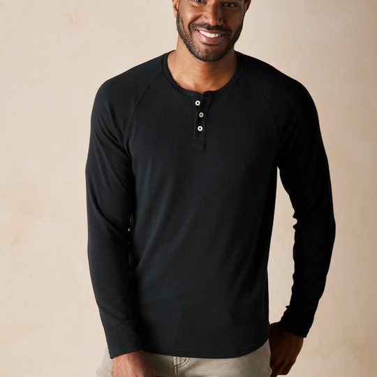 The Normal Brand - Puremeso Everyday Henley - Black
