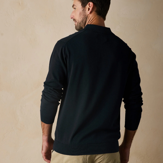 The Normal Brand - Robles Knit Long Sleeve Polo - Navy