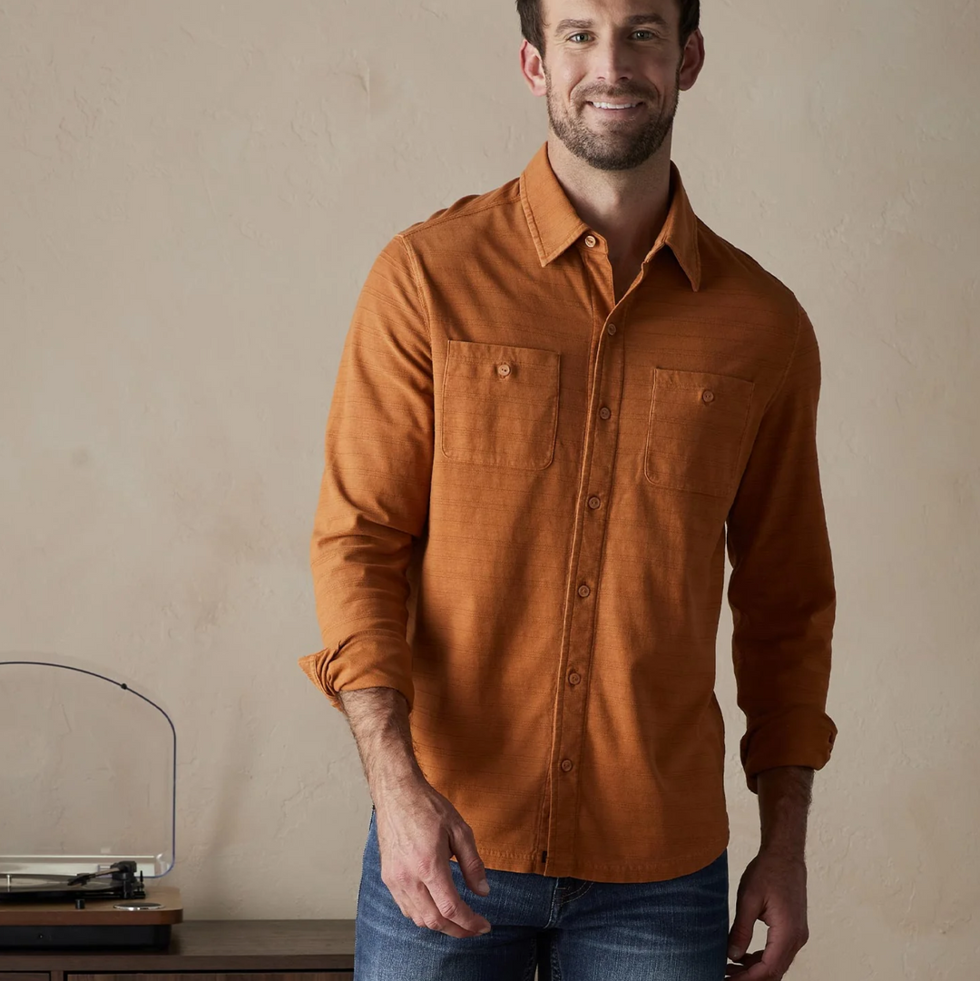 The Normal Brand - Sequoia Jacquard Long Sleeve Button Down - Amber