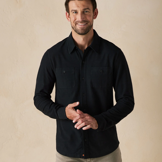 The Normal Brand - Sequoia Jacquard Long Sleeve Button Down - Black