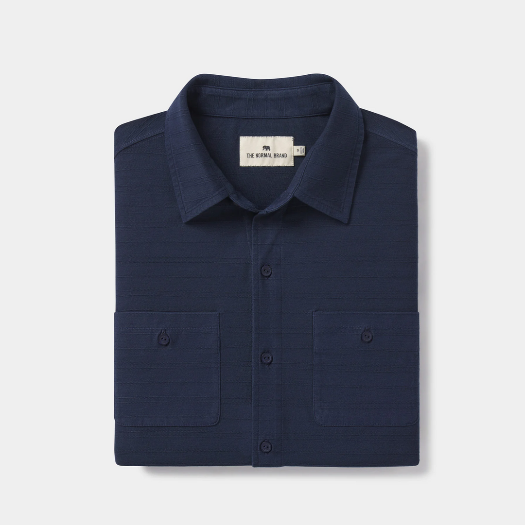 The Normal Brand - Sequoia Jacquard Long Sleeve Button Down - Navy