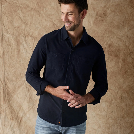 The Normal Brand - Sequoia Jacquard Long Sleeve Button Down - Navy